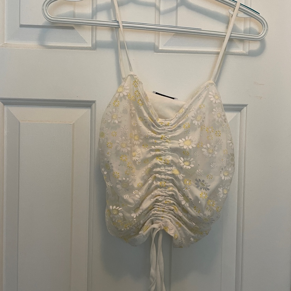 Zara White and Yellow Floral Camisole